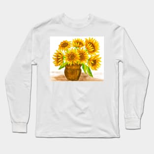 Bouquet of sunflowers in vase 2 Long Sleeve T-Shirt